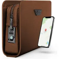 4FLY Étui en cuir intelligent avec verrouillage par empreinte digitale et GPS V2473 - Marron