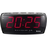 Ices Electronics Radio-réveil FM avec grand écran LED et double alarme