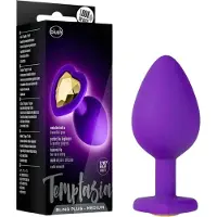 Temptasia M - plug anal cœur orné de pierre - silicone violet - taille moyenne