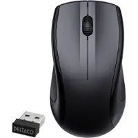 Deltaco Wireless optical mouse, 3 buttons w/ a scroll, black (Sans fil), Souris, Noir