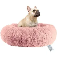 OEM Lit en peluche pour grands chiens - Lit rond et moelleux pour chiens - Lit anti-stress pour chiens - Lit en peluche lavable pour chiens
