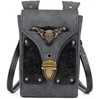 OEM Éclat vert - Mini sac à main rétro au style punk chic - Sac à bandoulière en cuir vintage - Style médiéval - Pochette avec bandoulière