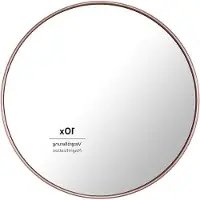 OEM Miroir de douche rond avec grossissement 10x et brosses - pour la salle de bains et le maquillage - couleur champagne