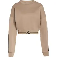 Adidas Hyperglam 3 Stripes Cropped Crewneck Sweatshirt Beige,Marron S Femme