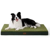 OEM Lit orthopédique pour chiens de taille moyenne - 91 x 69 x 7,6 cm : coussin moelleux et matelas lavable de couleur vert foncé pour chiens de taille moyenne