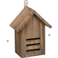 Relaxdays Maison pour coccinelles, hôtel pour coccinelles de jardin, à suspendre, bois non traité, H x l x P : 22 x 17 x 10 cm, marron