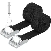 OEM Lot de sangles d'arrimage réglables - Noir 25 mm x 3,5 m - Sangles de fixation pour porte-vélos - Sangles réglables avec cliquet pour vélo, moto, voiture, bagages, camping, avec sifflet