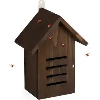 Relaxdays Maison pour coccinelles, en bois, H x l x P : 25 x 18,5 x 12 cm, à suspendre, jardin, hôtel à insectes pour coccinelles, marron