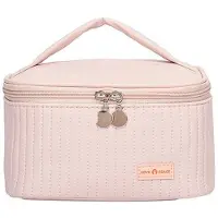 OEM Trousses de voyage imperméables pour femmes, trousses à maquillage carrées, en cuir synthétique, grandes trousses de voyage à double fermeture éclair