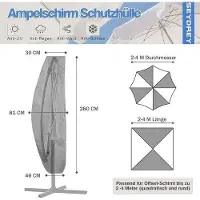 OEM Housse de parasol en PVC, 280 x 30 cm, noire