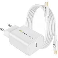 Avizar Mayaxess, chargeur 20 W pour Galaxy S24 Fe + câble USB-C de 1 m, blanc