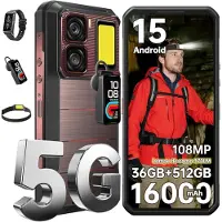 Oukitel WP300 Smartphone 5G avec Montre Connect¿¿e 36Go+512Go 16000mAh Android 15 6.8" 120Hz 108MP, Campeur Lumi¿¿re Dual SIM 5G/NFC Or