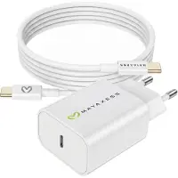 Avizar Mayaxess, chargeur 20 W pour Galaxy S24 Plus + câble USB-C de 1 m, blanc