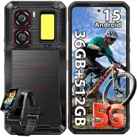 Oukitel WP300 Smartphone 5G avec Montre Connect¿¿e 36Go+512Go 16000mAh Android 15 6.8" 120Hz 108MP, Campeur Lumi¿¿re Dual SIM 5G/NFC Noir