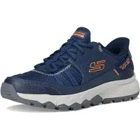 SKECHERS WIP 237634-NVOR in Navy Leather/Textile/Orange Trim color size 45