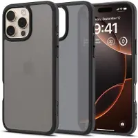 Spigen Ultra Hybrid iPhone 16 Pro frost black ACS08124 (Apple iPhone 16 Pro), Coque pour téléphone portable, Transparent, Noir