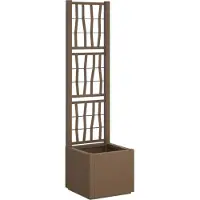 vidaXL Jardinière avec treillis Marron 36 x 36 x 140 cm PP