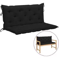 vidaXL Coussin pour banc de jardin Noir 120x(50+50)x7 cm Tissu Oxford