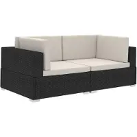vidaXL Canapé d'angle 2 pièces avec coussins Poly rotin noir