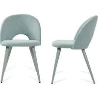 En.casa Lot de 2 chaises de salle à manger « Karijoki » : chaises rembourrées, tissu d'ameublement, pieds en métal, 77 x 50 x 55 cm, vert clair