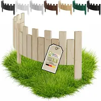 Pemicont Floranica Bordure de potager bois 100 x 15 cm, Non traité – découpe en créneaux, pin, trois piquets intégrés