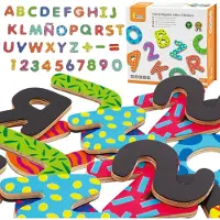 Viga Jeu magnétique de lettres et de chiffres en bois Viga