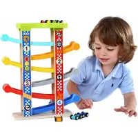 Tooky Toy Piste coulissante colorée pour voitures