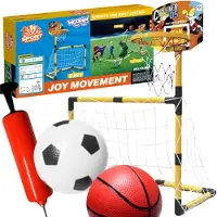 Woopie Ensemble de basket-ball 2 en 1 : but de football + ballons et pompe
