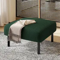 OKWISH Tabouret - Pouf Confortable en Velours Côtelé Utilisable comme Repose-Pieds ou Table d'Appoint Émeraude