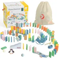 ClassicWorld : Jeu de dominos en bois, tour logique, jeu de construction, puzzle Montessori, 100 pièces.