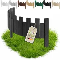 Pemicont Floranica Bordure de potager bois 100 x 40 cm, Anthracite – découpe en créneaux, pin, trois piquets intégrés