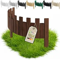 Pemicont Floranica Bordure de potager bois 100 x 15 cm, Marron – découpe en créneaux, pin, trois piquets intégrés
