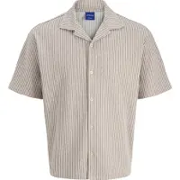 Jack & Jones Summer Striped Short Sleeve Shirt Beige S Homme