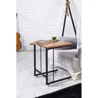 Optimus Table d'appoint en bois en forme de C pour ordinateur portable, 40 x 44 x 55 cm, Pijnboom