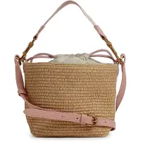 Ted Baker sac à main sac à épaule bandoulière Raffyna Webbing Detail Raffia Small Bucket Bag Pink saumon