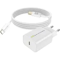 Avizar Mayaxess, chargeur 20 W pour Galaxy S20 + câble USB-C de 1 m, blanc