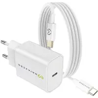 Avizar Mayaxess, chargeur 20 W pour Galaxy S21 Fe + câble USB-C de 1 m, blanc
