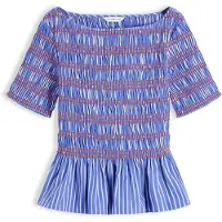 Tommy Hilfiger Chemisier 'Smock Stripe Ruffle' bleu / rouge / blanc