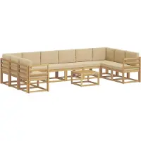 vidaXL Ensemble de salon de jardin 11 pièces, blanc et beige