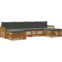 vidaXL Ensemble de canapés avec coussins (6 pièces), en bois massif d'acacia