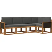 vidaXL Ensemble de canapés d'extérieur , 5 pièces, en polyester, couleurs : naturel et anthracite