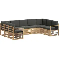 vidaXL Ensemble de salon de jardin , 9 pièces, blanc et anthracite, en polyester