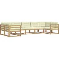 vidaXL Ensemble de salon de jardin 7 pièces, blanc et crème