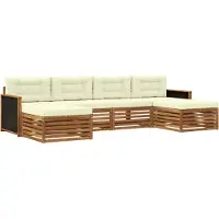 vidaXL Ensemble de salon de jardin 6 pièces, bois d'acacia massif, couleurs naturelles et crème