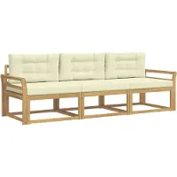 vidaXL Ensemble de 3 assises de jardin , blanc et crème, en polyester