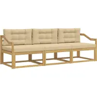 vidaXL - Ensemble de salon de jardin composé de 3 pièces, blanc et beige, en polyester