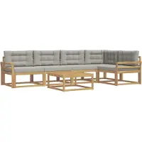 vidaXL Ensemble de salon de jardin , 6 pièces, blanc et gris clair, en polyester