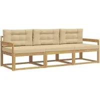 vidaXL - Ensemble de salon de jardin composé de 3 pièces, blanc et beige, en polyester