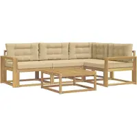vidaXL Ensemble de canapés d'extérieur , 5 pièces, blanc et beige, en polyester