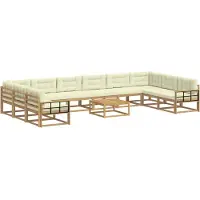 vidaXL Ensemble de salon de jardin 11 pièces, blanc et crème